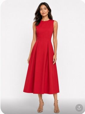 NWT THREE GRACES LONDON 100% Cotton Sleeveless Red Open-Back Midi Dress Size 12